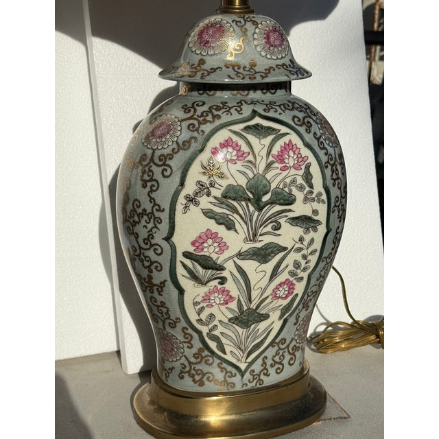 Terra Cotta Late 20th Century Pair Lamps Custom Fortuny Shades For Sale - Image 8 of 17