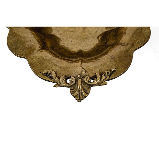 Vintage Antique Hammered Brass Rococo Revival Footed Bowl For Sale - Image 11 of 14