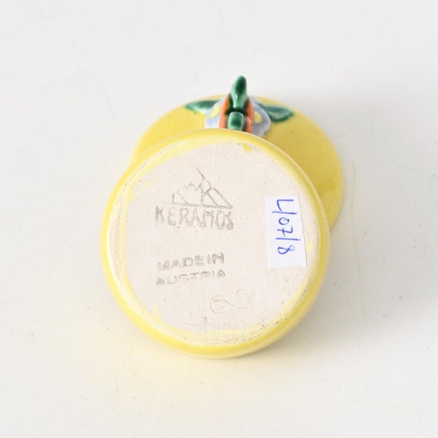 Yellow Small Yellow Ceramic Heart Box by Rudolf Podany for KWK Keramos, 1920s For Sale - Image 8 of 10