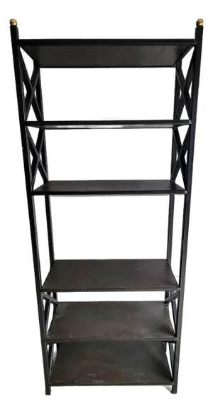 1960s Directoire Black Welded Steel and Wood Etagere