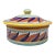 Vintage F.lli Mari Deruta Italy Majolica Hand Painted Geometric Lidded Bowl For Sale