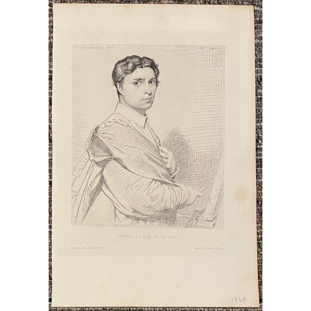 Portraiture 1869 Portrait of Ingres by Leopold Flameng For Sale - Image 3 of 4
