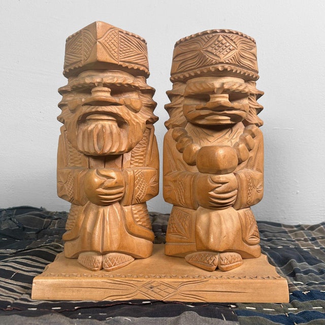 Ainu Wood Carving of Man and Woman, Hokkaido, Japan, 1960s For Sale - Image 9 of 9