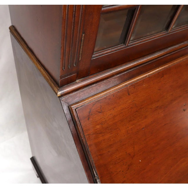 Early 20th Century Tall Narrow English Turn of Century Mahogany Georgian Secretary Beveled Glass For Sale - Image 5 of 13