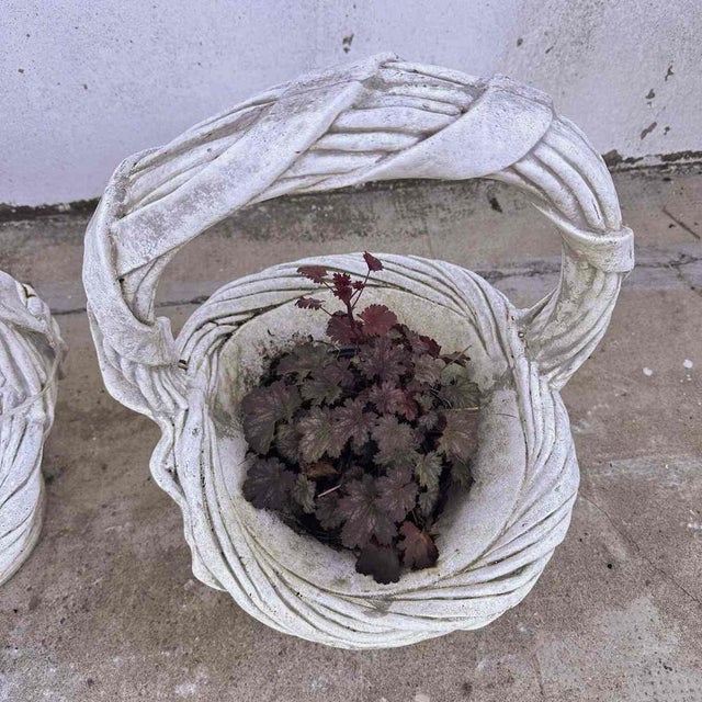 Garden Basket Vases with Decorative Weaves, Set of 2 For Sale - Image 3 of 7