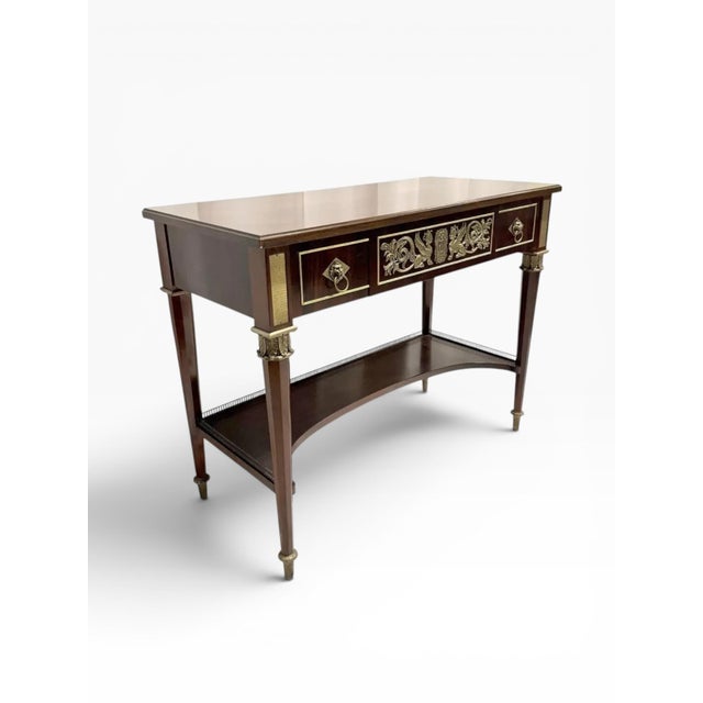 Neoclassical John Widdicomb Neoclassical Mahogany Console Table With Gilt Bronze Mounts For Sale - Image 3 of 14