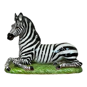 Large Hollywood Regency Italian Majolica Terracotta Pottery Zebra Figurine