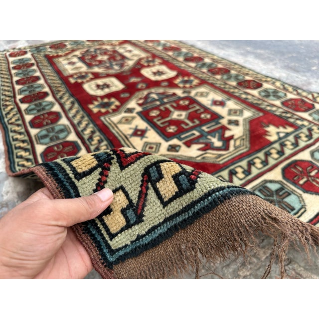 Textile Vintage Hand Knotted Kazak Rug For Sale - Image 7 of 8
