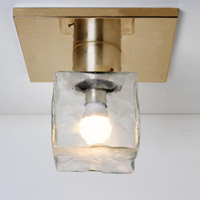 Square Glass & Brass Ceiling Light attributed to J.T. Kalmar, Austria, 1960s For Sale - Image 10 of 14