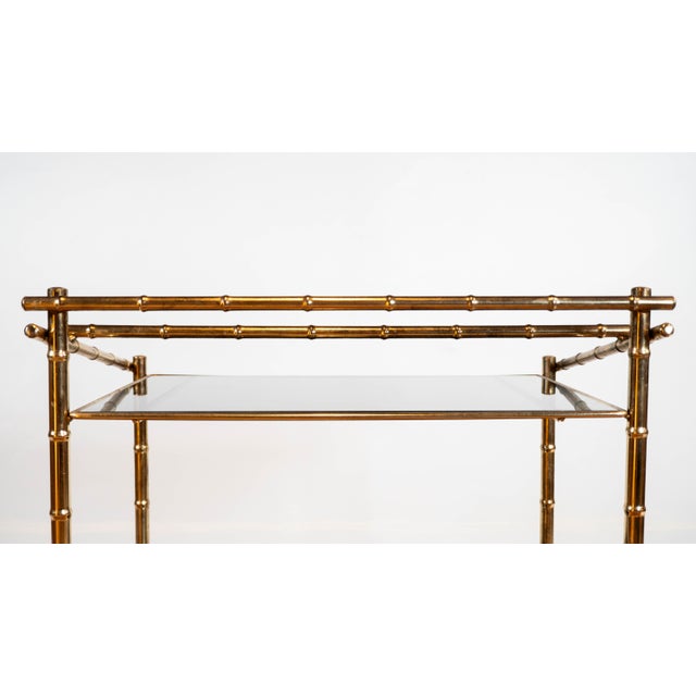 Vintage Mid Century Brass & Smoked Glass Bar Cart, C. 1970s For Sale - Image 16 of 17