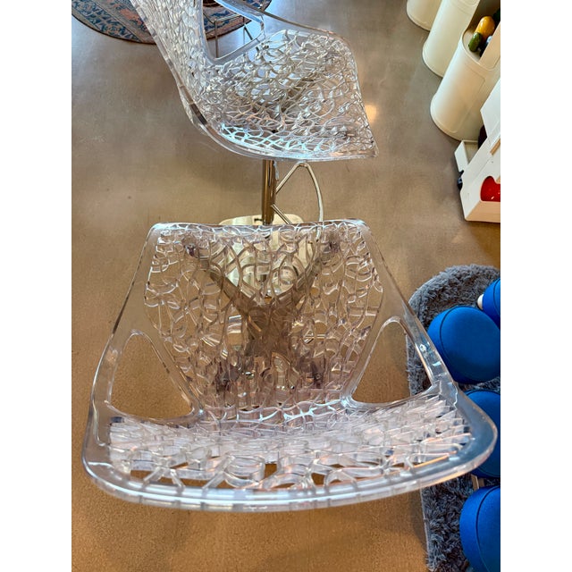 Pair of Marcello Ziliani for Casprini Caprice Adjustable Bar Stools Transparent Swivel Chairs Italy Space Age For Sale - Image 12 of 18