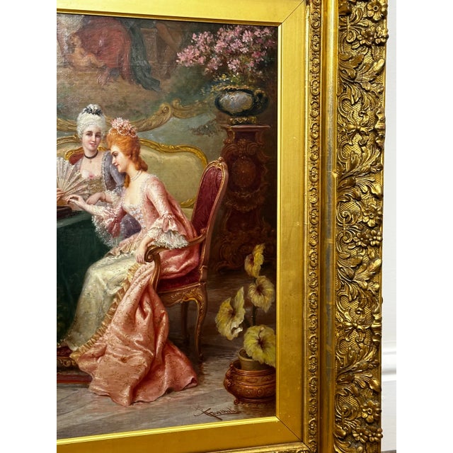 Victorian Oil Painting a Chess Problem Italian Genre Interior of Chess, Society and Strategy Signed by Carlo Ferranti For Sale - Image 3 of 12