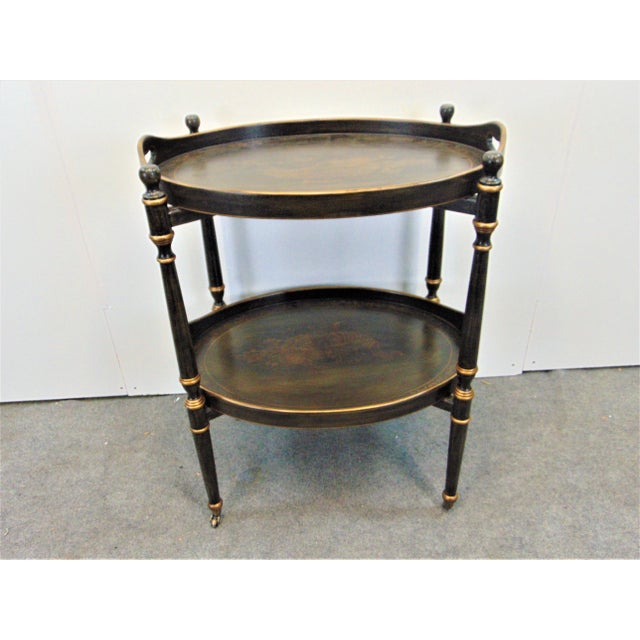 Wood Late 20th Century Regency Stencil Decorated Serving Cart For Sale - Image 7 of 7