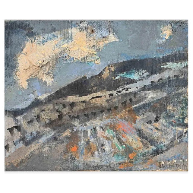Claude Dechezelle, Abstract Composition, Mid-20th Century, Oil on Canvas For Sale