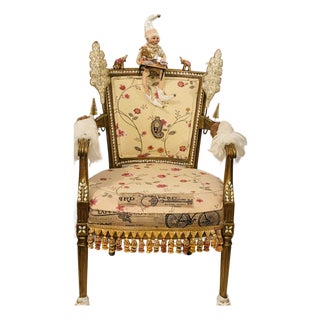 Whimsical Elf Making Coockies Armchair in McKenzie and Childs Style For Sale
