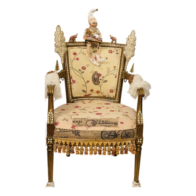 Whimsical Jester Floridus Armchair in McKenzie and Childs Style For Sale