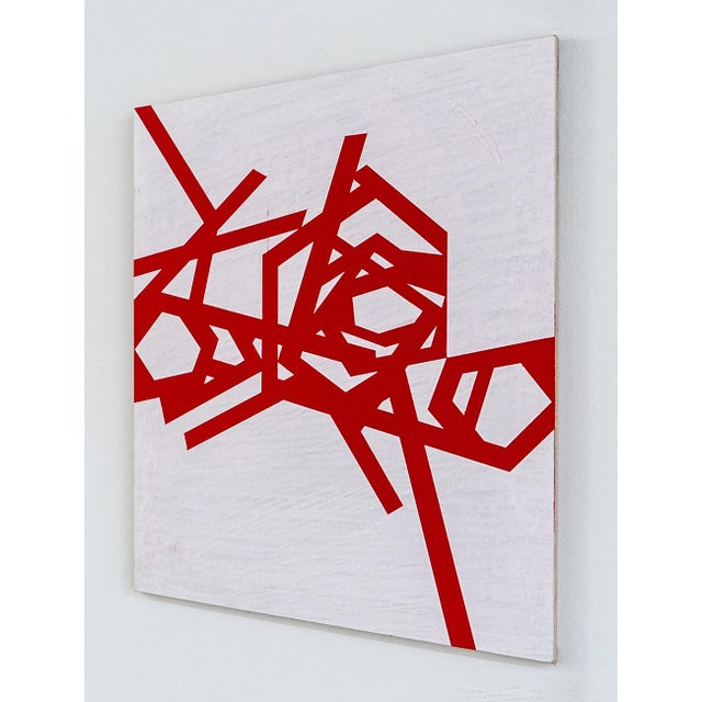 Abstract Contemporary Abstract Acrylic and Oil on Panel Painting "Untitled 2023 (Red-White)" by Jasper Van Der Graaf For Sale - Image 3 of 5