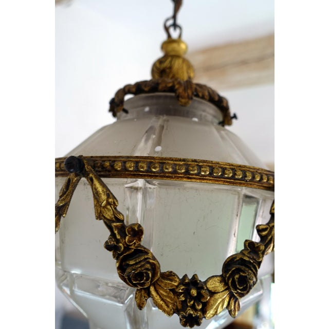 Gilt Bronze and Glass Pendant Light, 1930s For Sale - Image 4 of 8