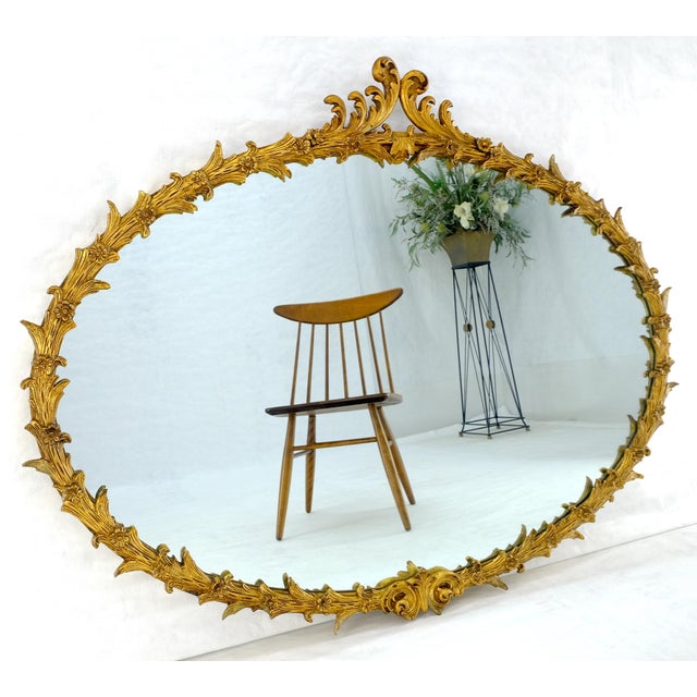 Large Fine 61” Long Oval Gilt Gesso Rococo Louis VX Style MINT For Sale - Image 9 of 15