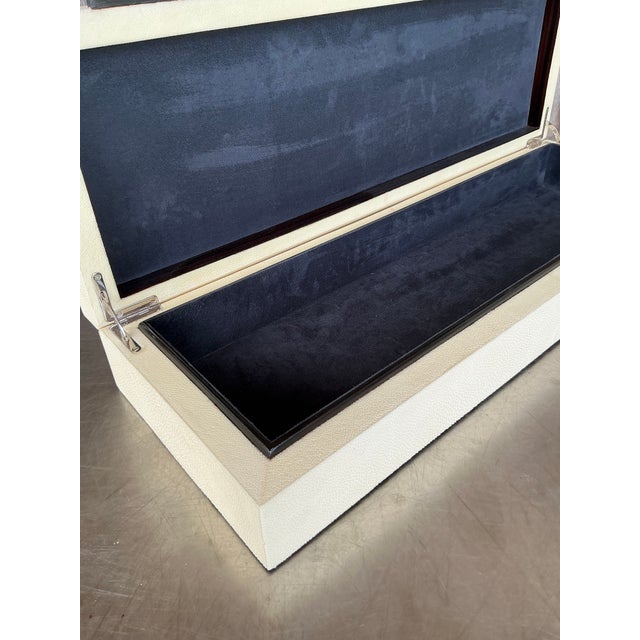 Off-white Vintage Coastal Faux Shagreen Long Box For Sale - Image 8 of 12