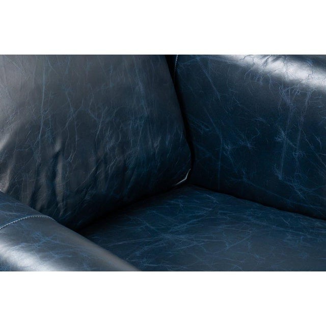 Pair of Classic Blue Leather Chairs For Sale - Image 10 of 13