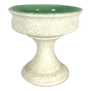 MCM California Originals Pottery Compote: Turquoise & Beige, 1964 For Sale