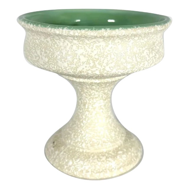 MCM California Originals Pottery Compote: Turquoise & Beige, 1964 For Sale