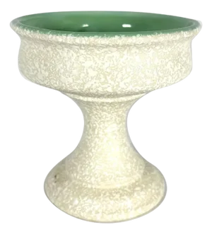 MCM California Originals Pottery Compote: Turquoise & Beige, 1964