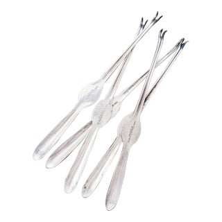1920s Set of Silver Lobster Picks From the Hotel Lincolnshire in Boston - 5 pcs For Sale