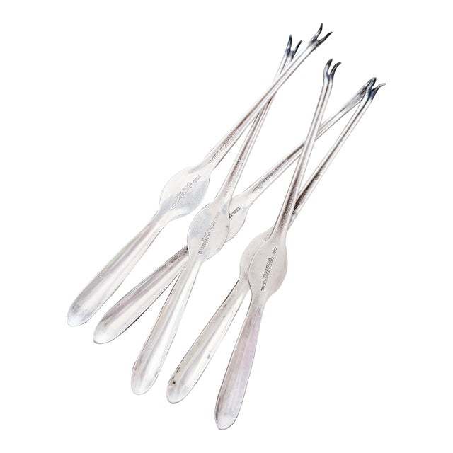 1920s Set of Silver Lobster Picks From the Hotel Lincolnshire in Boston - 5 pcs For Sale