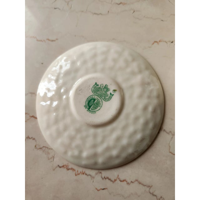 Fine Irish Belleek Demitasse Cup and Saucer basketweave shamrock eggshell antique porcelain Saucer 4.5 Cup 2.5 x 2h maker...