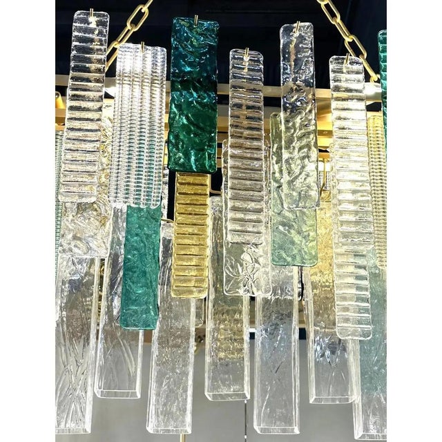 Monumental Rectangular Strip Listelli Murano Glass Chandelier by Simoeng For Sale - Image 9 of 16
