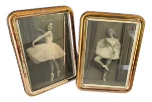 Vintage Italian Picture Frame Photos of Dancer, 1950s, Set of 2
