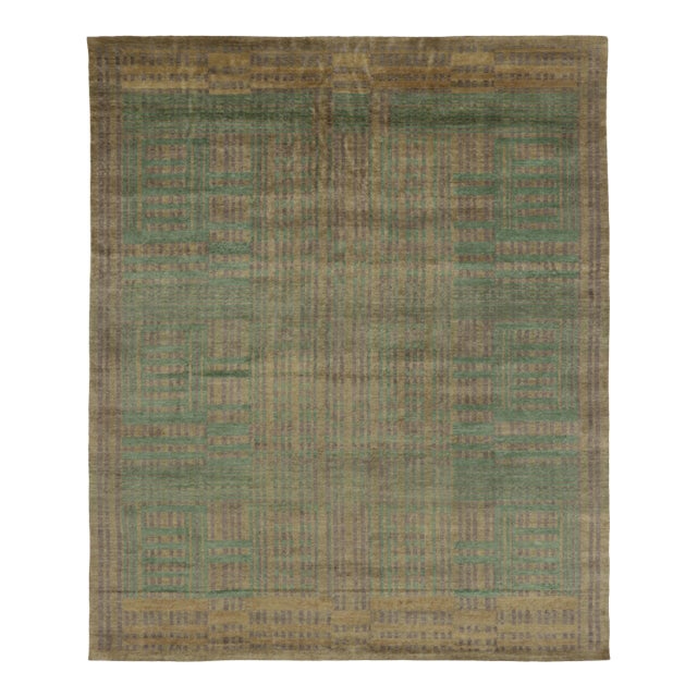 Rug & Kilim's Scandinavian Style Plush Rug in Mohair With Muted Geometric Designs For Sale