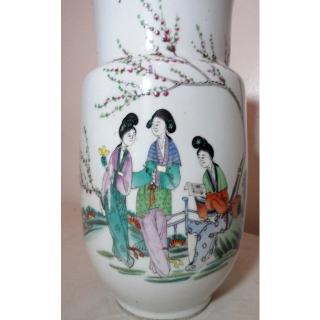 Chinese Rare Antique Republic of China Chinese Porcelain Pottery Famille Rose Vase Jar For Sale - Image 3 of 12