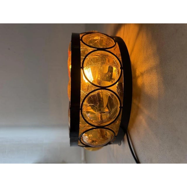 Black Vintage Amber Crackle Glass Ceiling Lamp by Nanny Still, 1970s For Sale - Image 8 of 12