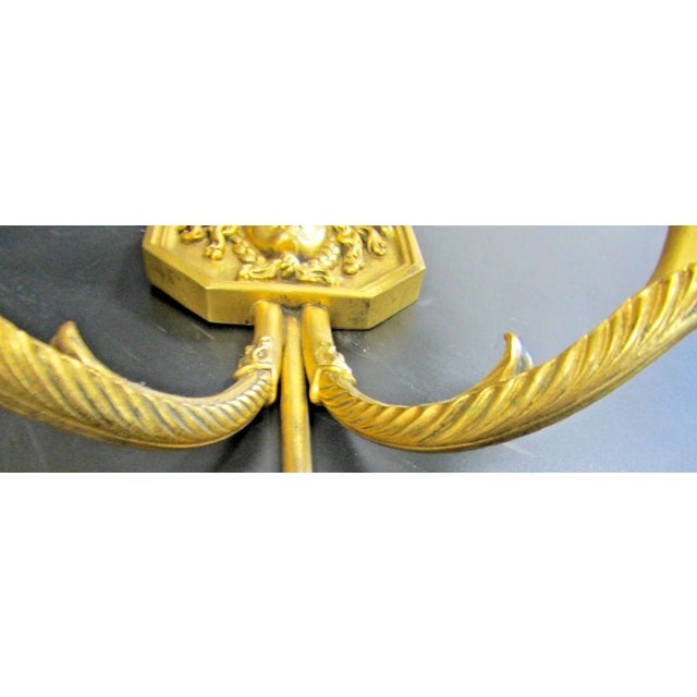 Pair French Empire Wall Sconces Bronze Arrow Medusa and Shades Late 19th Century For Sale - Image 12 of 18