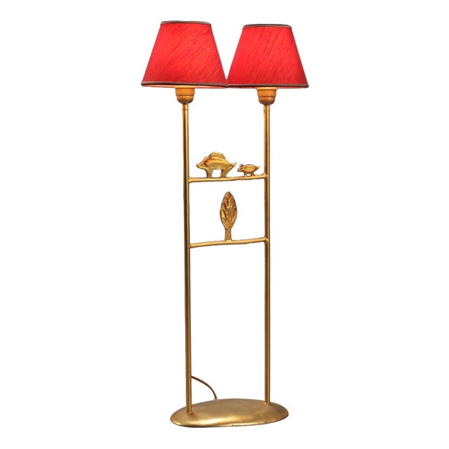 Gilded Bronze Sculpture Lamp For Sale