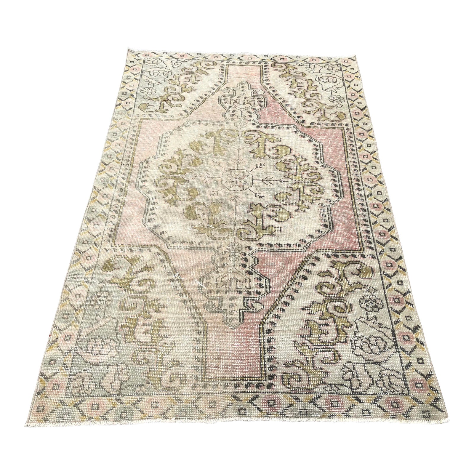Vintage Turkish Distressed Floor Rug - 4′2″ × 6′9″ | Chairish