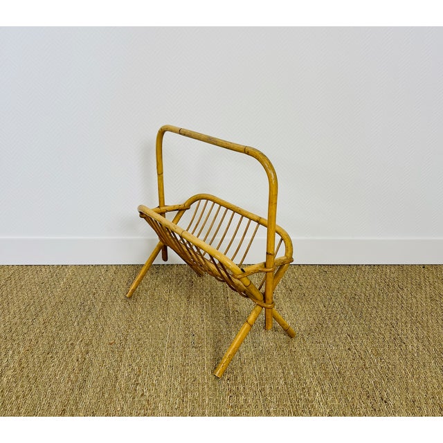 Vintage Rattan Magazine Rack, 1960s For Sale - Image 6 of 11