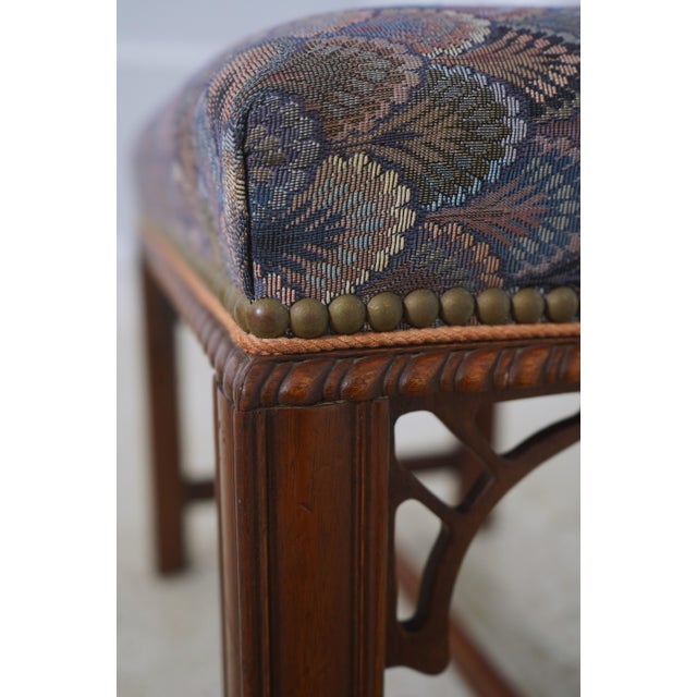 Hickory Chair Chippendale Mahogany Ottoman Stool For Sale - Image 9 of 15