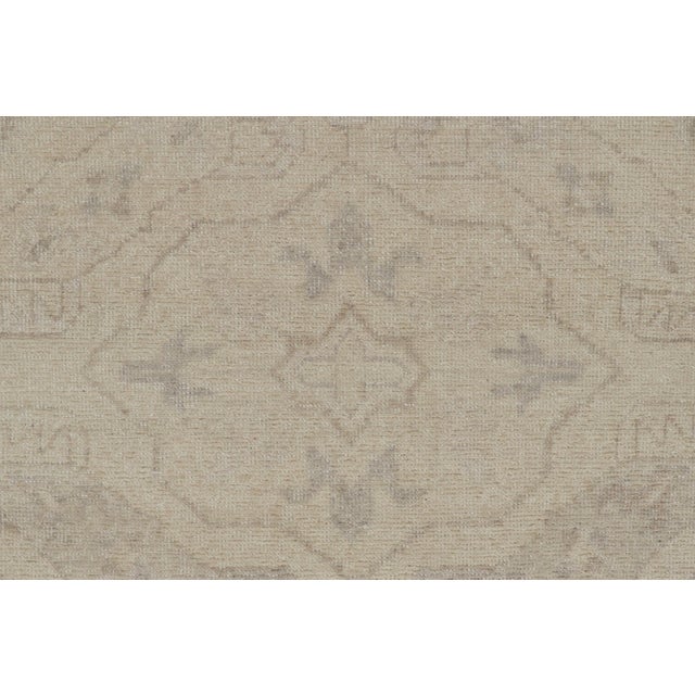 Tribal Rug & Kilim’s Distressed Tribal Style Rug in Greige Geometric Patterns For Sale - Image 3 of 7