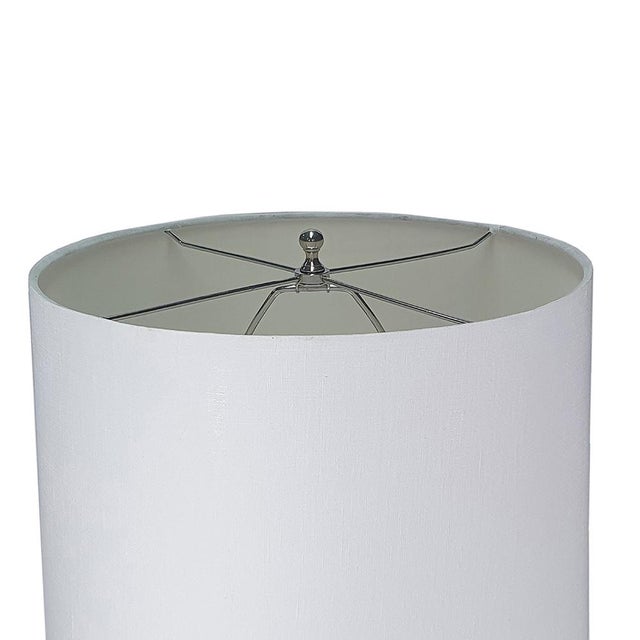 Teal & Tan Gradient Ceramic Jute-Accented Table Lamp For Sale - Image 4 of 5