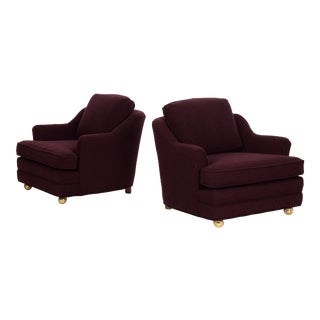Pair of Mid-Century Modern Maroon Lounge Chairs For Sale