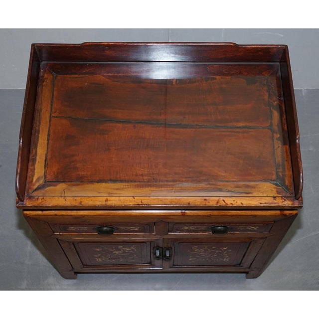 Antique Chinese Redwood Lacquered Inlaid Sideboard For Sale - Image 8 of 14