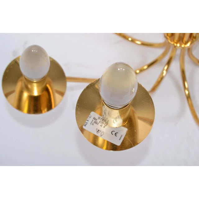 Stilkronen Mid-Century Modern Nine Lights Gold Plate & Brass Chandelier Italy For Sale - Image 11 of 13