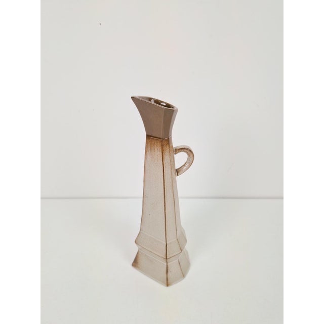 Cubist Studio Pottery Pitcher Vase, 1950s Unusual Cubist Studio pottery pitcher vase. Mid 20th century. Very unusual and...