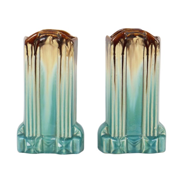 Belgian Art Deco Turquoise Earthenware Vases by Thulin, 1920s, Set of 2 For Sale - Image 6 of 16