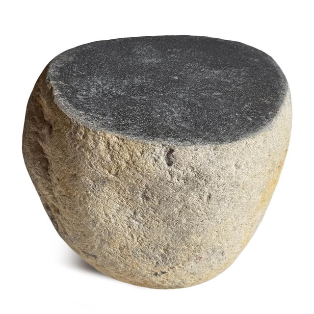 Contemporary Stone Boulder Outdoor Stool Side Table For Sale - Image 3 of 6