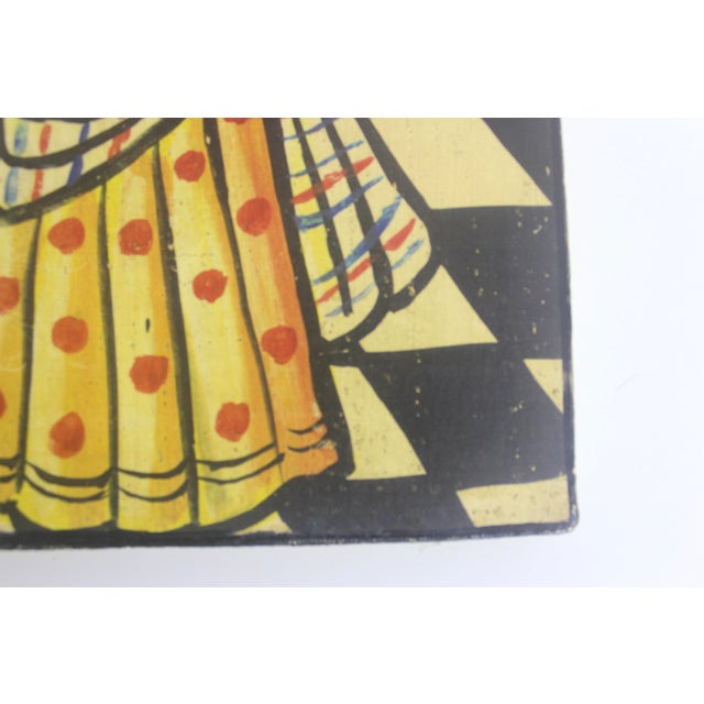 Vintage Mexican Day of the Dead Folk Art Painting For Sale - Image 4 of 11